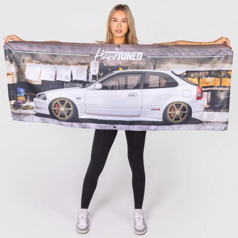 Hardtuned Honda EK Civic Garage Flag