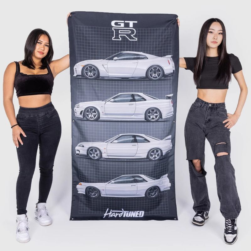 Hardtuned Nissan GTR Generations Garage Flag