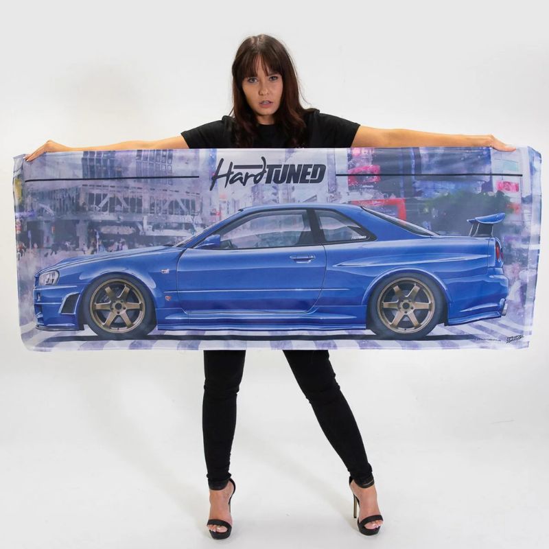 Hardtuned Nissan Skyline R34 GTR Garage Flag