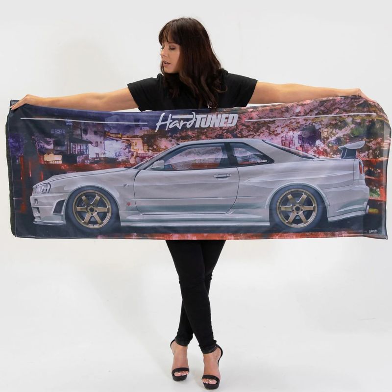 Hardtuned Nissan Skyline R34 GTR Garage Flag