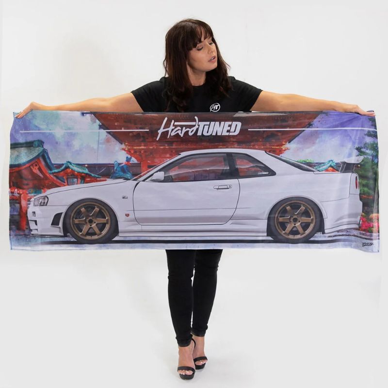 Hardtuned Nissan Skyline R34 GTR Garage Flag